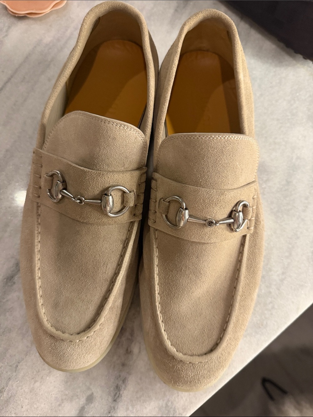 Gucci Men's Beige Suede Horsebit Loafers